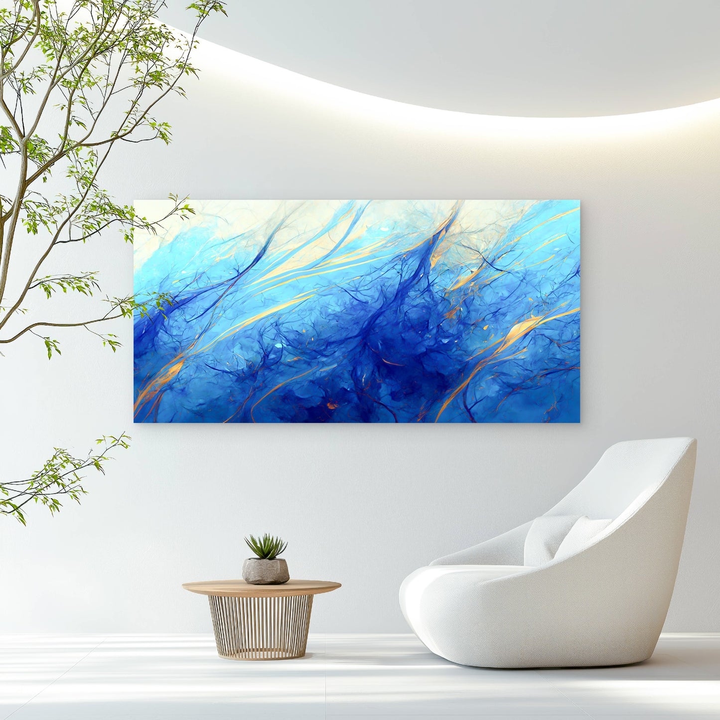 Deep Ocean Blue Energy Color Wall Art Canvas Office Home Room Framed 120x60cm