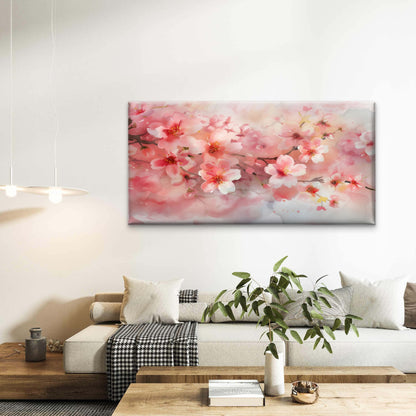 Soft Watercolor Cherry Blossoms Wall Art Canvas Office Home Room Framed 120x60cm - Bella Home Decor