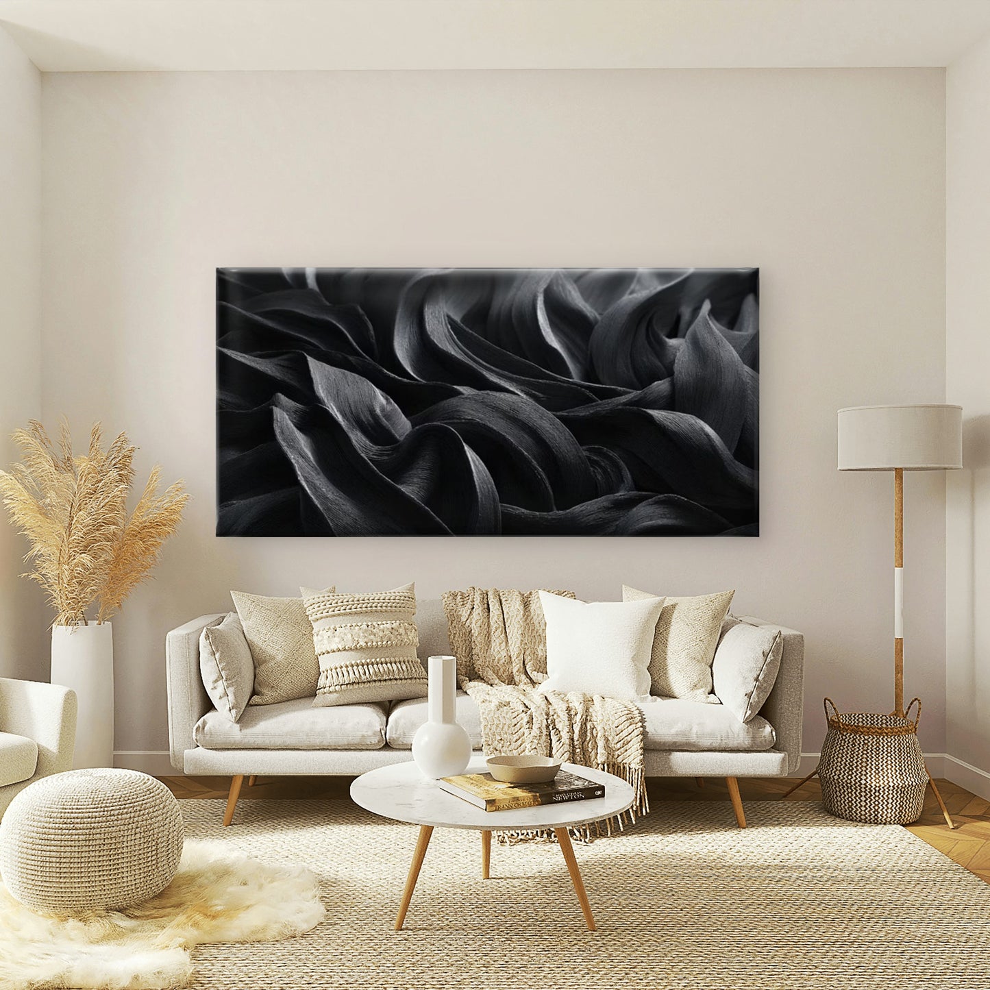 Abstract Monochrome Paintings Wall Art Canvas Office Home Room Framed 120x60cm