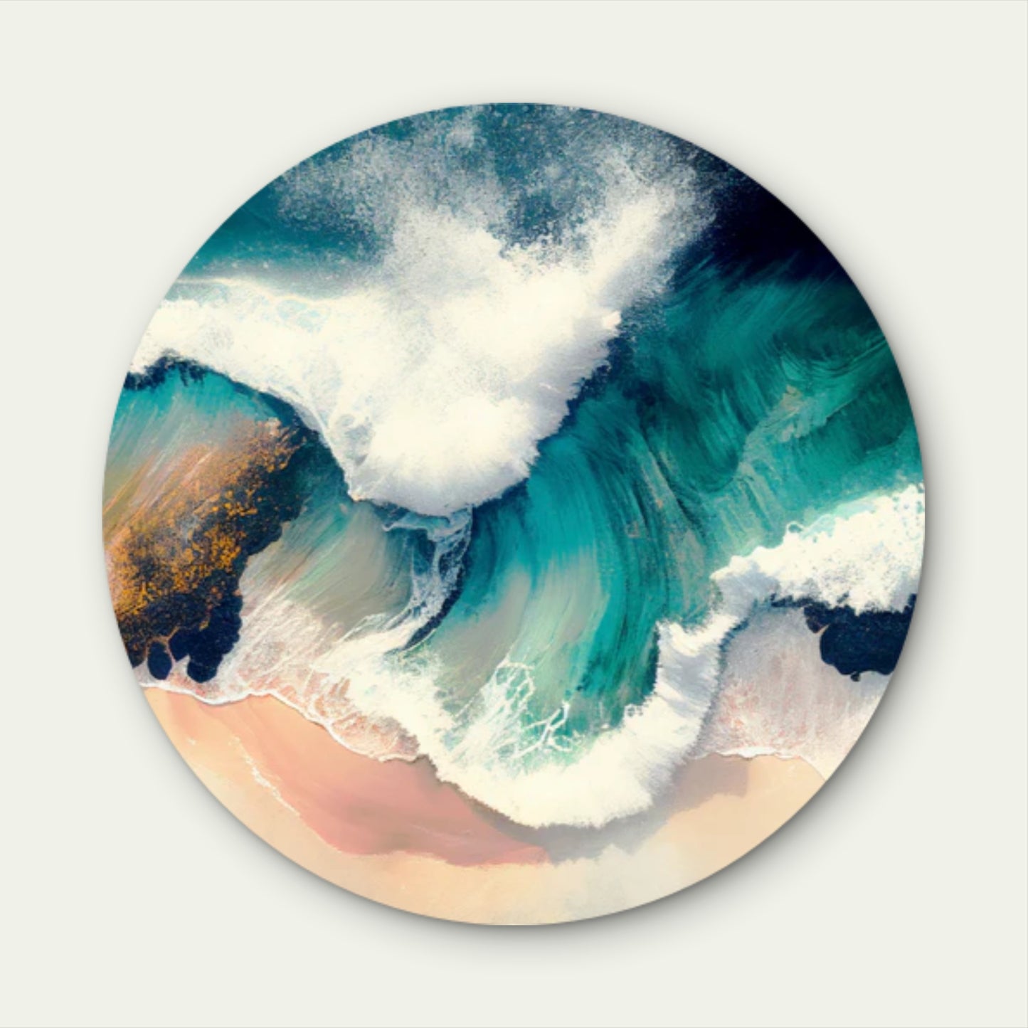 Waves Dance on the Shore Acrylic Glass Rounded Print Tempered Glass Wall Art 100% Made in Australia Ready to Hang