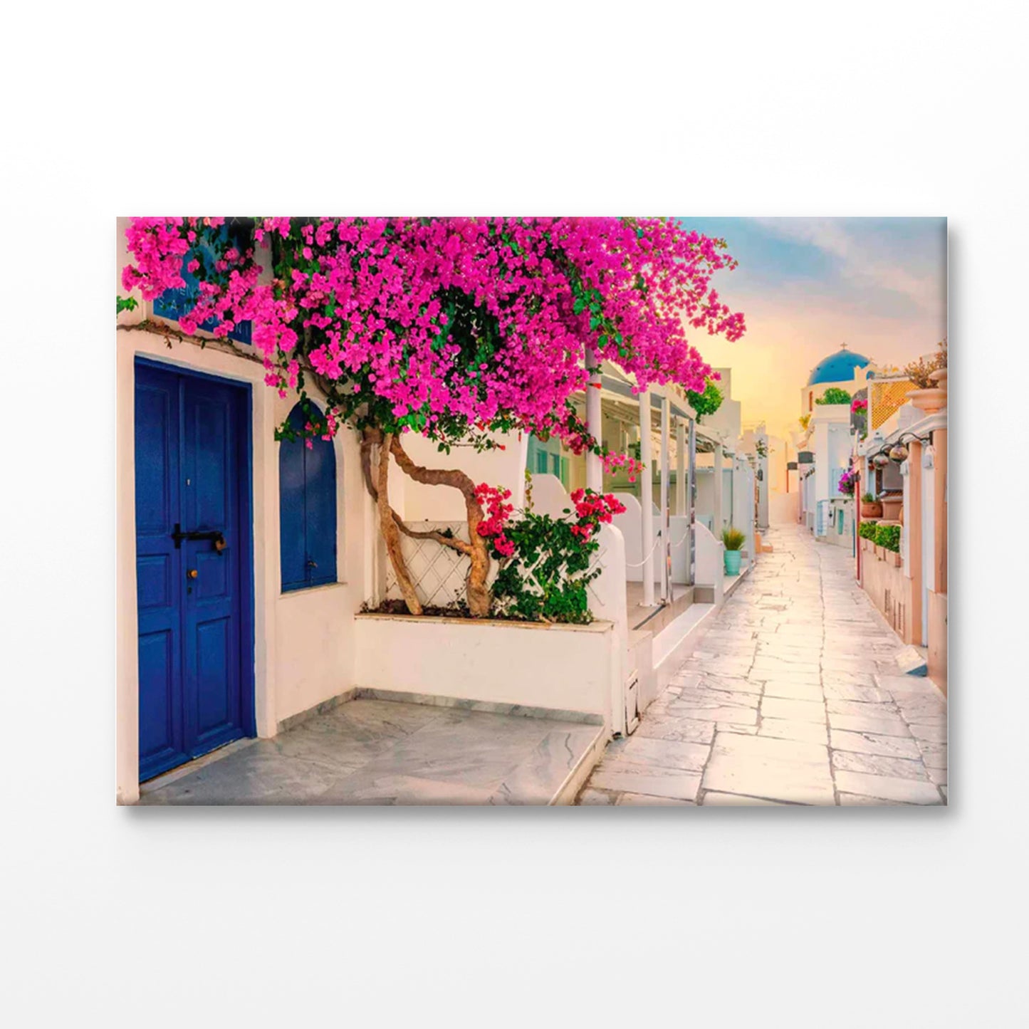 Bella Home View of Oia Street in The Mornong Print Canvas Ready to hang