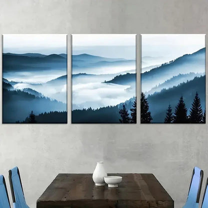 3pcs Modern Chinese Style Mountain Natural Scenery Art Wall Art Canvas Unframed - High Quality Print 100% Australian Made Wall Canvas