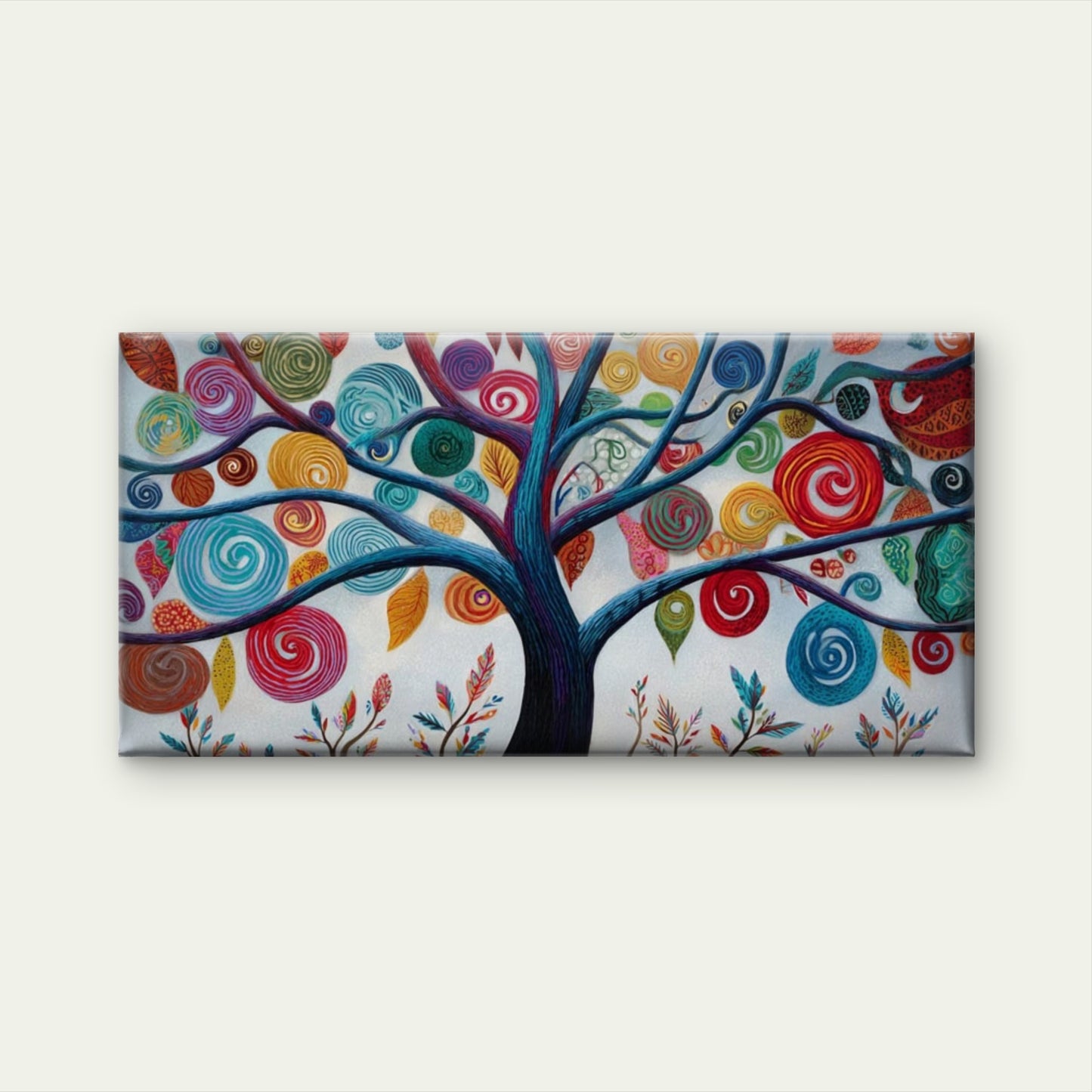Abstract Tree Vibrant Swirls Wall Art Canvas Office Home Room Framed 120x60cm