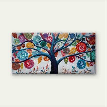 Abstract Tree Vibrant Swirls Wall Art Canvas Office Home Room Framed 120x60cm
