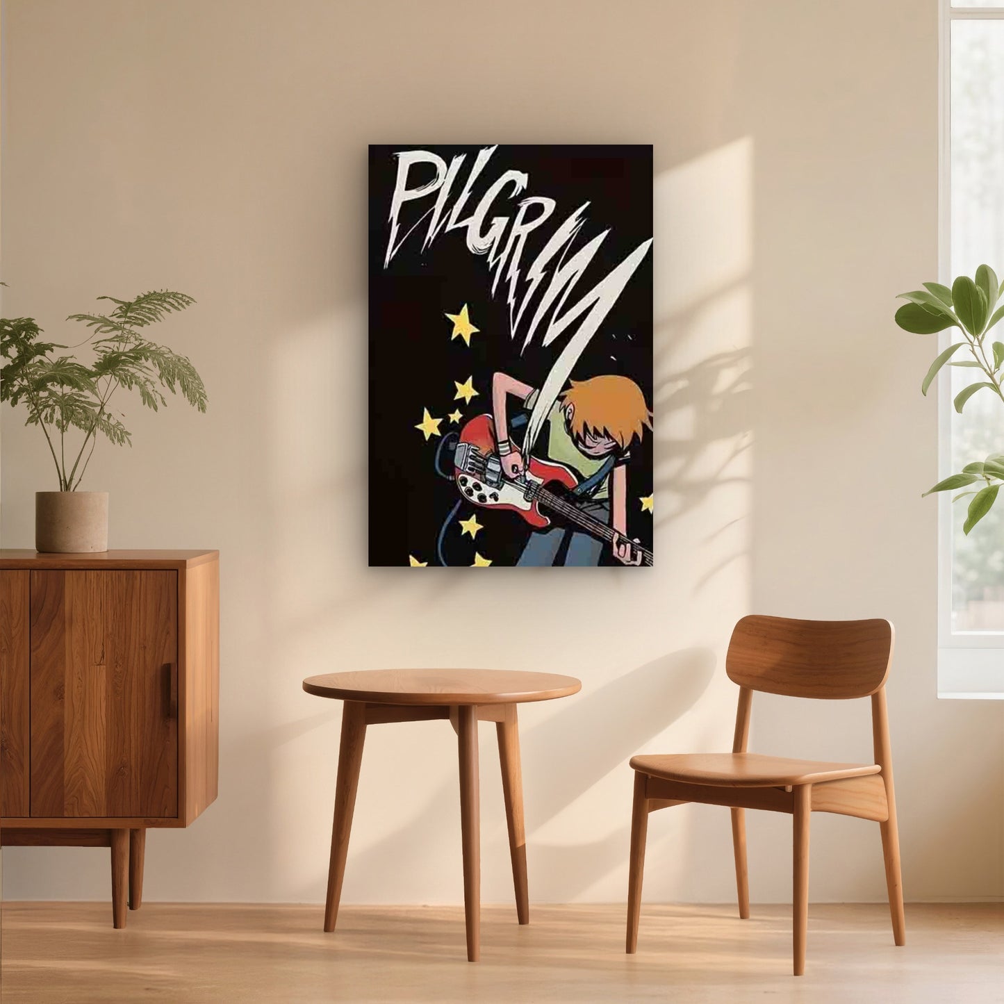 Person Playing a Red Electric Guitar 40x60cm Metal Print Ready to Hang - Bella Home Decor