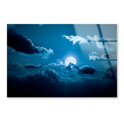 Full Moon Night Acrylic Glass Print Tempered Glass Wall Art 100% Made in Australia Ready to Hang - Bella Home Decor