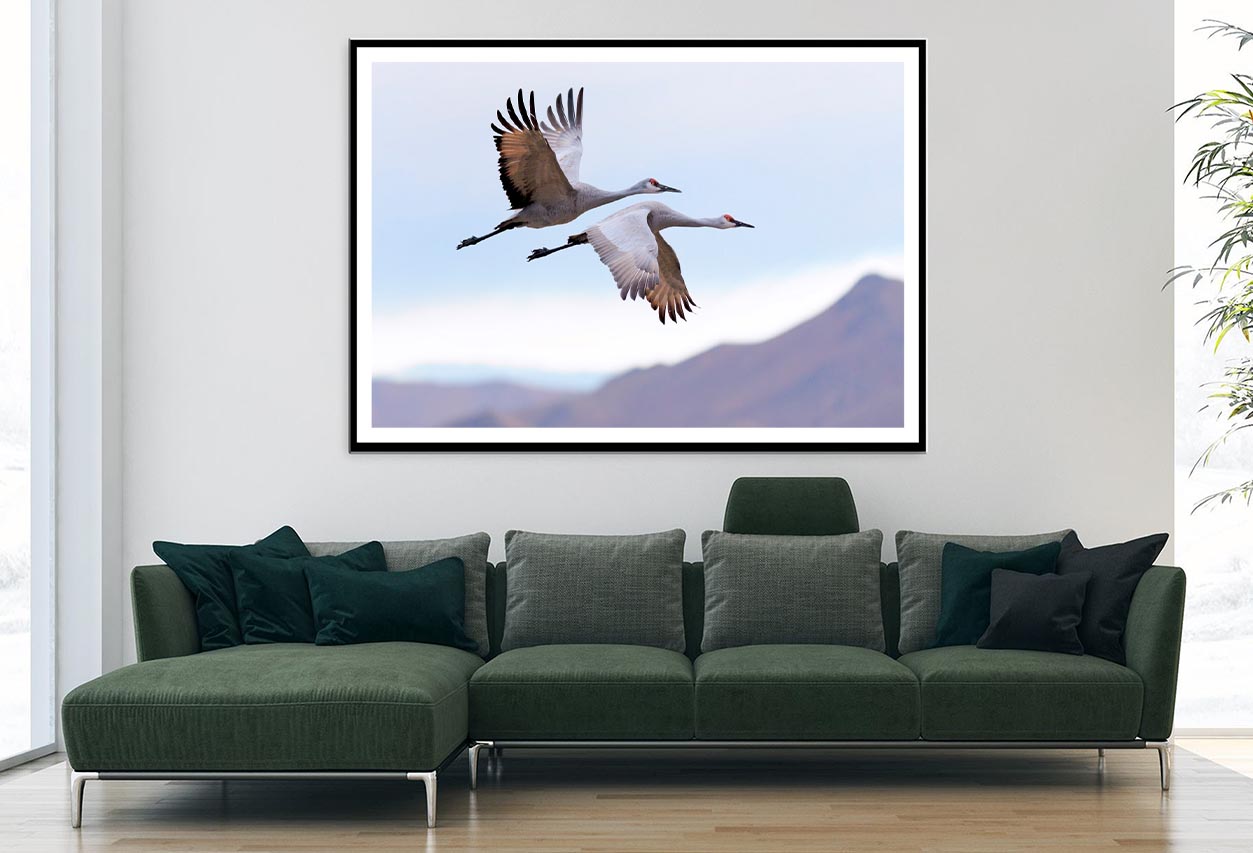 Flying Cranes Mountain Sky View Home Decor Premium Quality Poster Print Choose Your Sizes - Bella Home Decor
