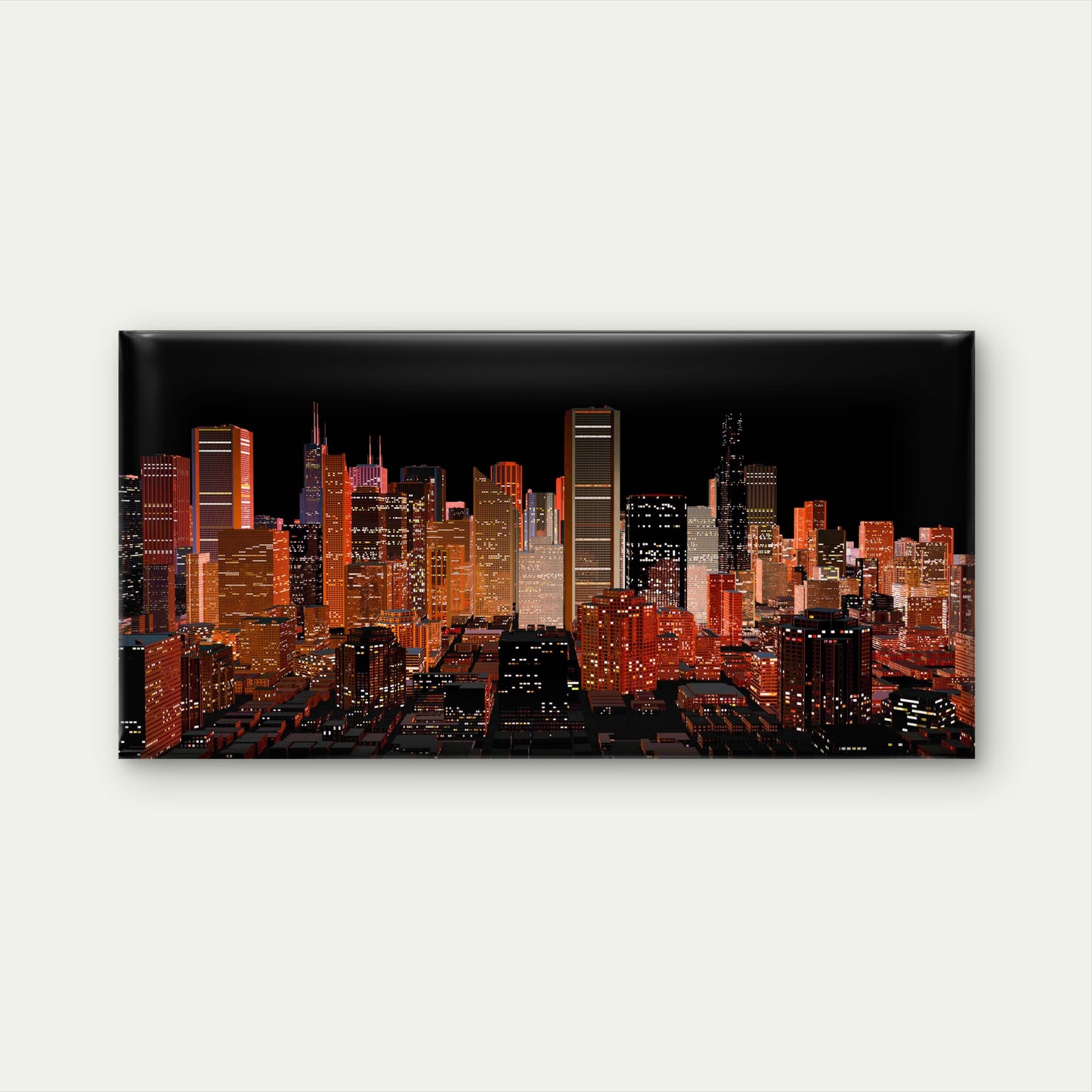 Modern City Skyline Night View Wall Art Canvas Office Home Room Framed 120x60cm - Bella Home Decor
