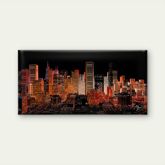 Modern City Skyline Night View Wall Art Canvas Office Home Room Framed 120x60cm