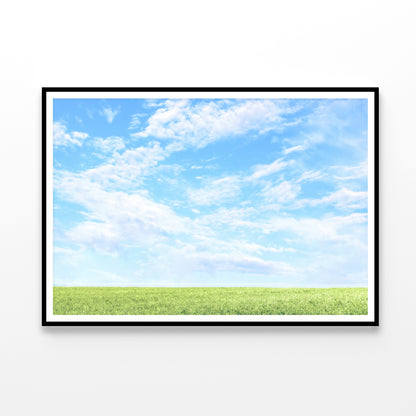 Beautiful Scenic View of Grassy Field and Blue Sky Home Decor Premium Quality Poster Print Choose Your Sizes - Bella Home Decor