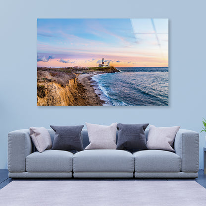 Lighthouse in Coast of Montauk Acrylic Glass Print Tempered Glass Wall Art 100% Made in Australia Ready to Hang - Bella Home Decor