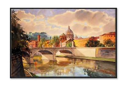 Basilica San Pietro In Rome Paint Limited Edition High Quality Print Canvas Box Framed Black