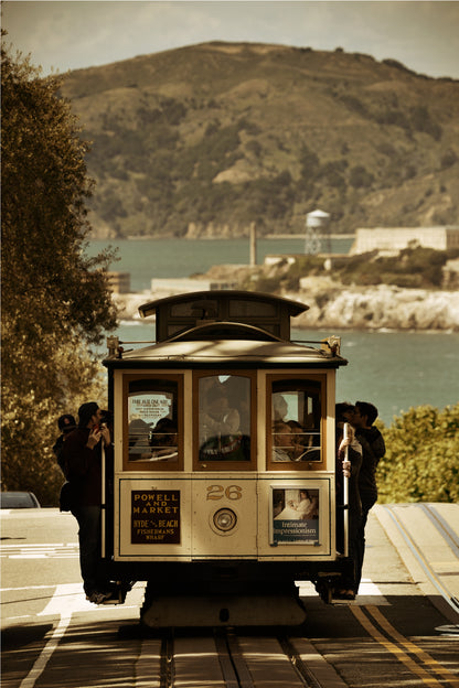 San Francisco Cable Car Street 40x60cm Metal Print Ready to Hang