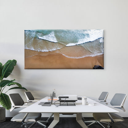 Sea Waves Breaking Sandy Beach Wall Art Canvas Office Home Room Framed 120x60cm