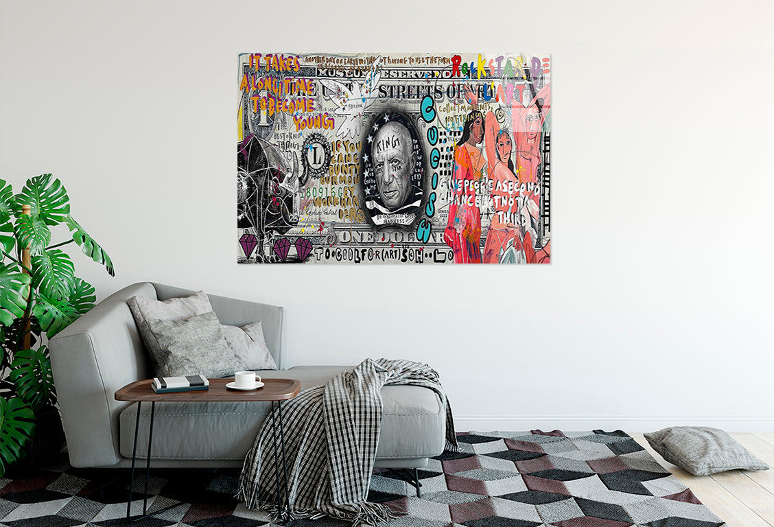 Street Pop Art Currency Tempered Glass Printing Wall Art Australian Made Quality