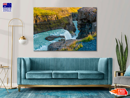 Iceland Waterfall with Rocks 90x60cm Print 100% Australian Made