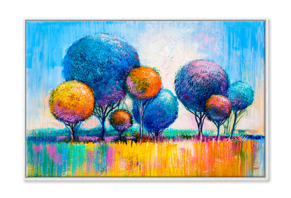 Multicolor Trees Oil Painting Wall Art Limited Edition High Quality Print Canvas Box Framed White