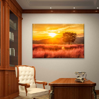 Pink Muhly Grass Sunset South Korea Wall Art Decor 100% Australian Made