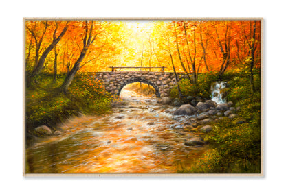 Bridge and River Oil Painting Wall Art Limited Edition High Quality Print Canvas Box Framed Natural