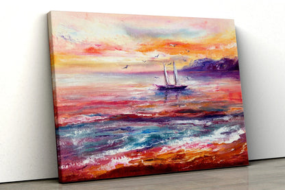 Boat sailing sailor sea oil painting UV Direct Aluminum Print Australian Made Quality