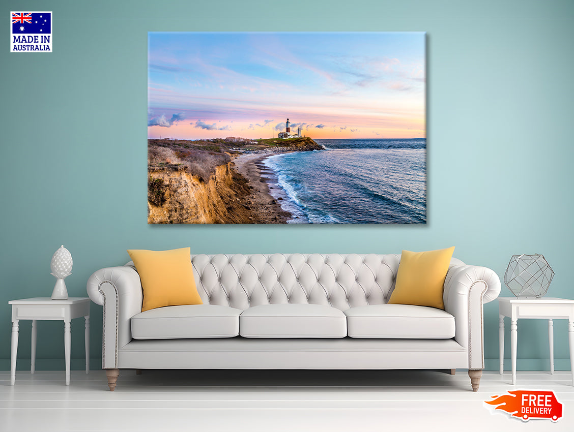 Lighthouse in Coast of Montauk Print 100% Australian Made - Bella Home Decor