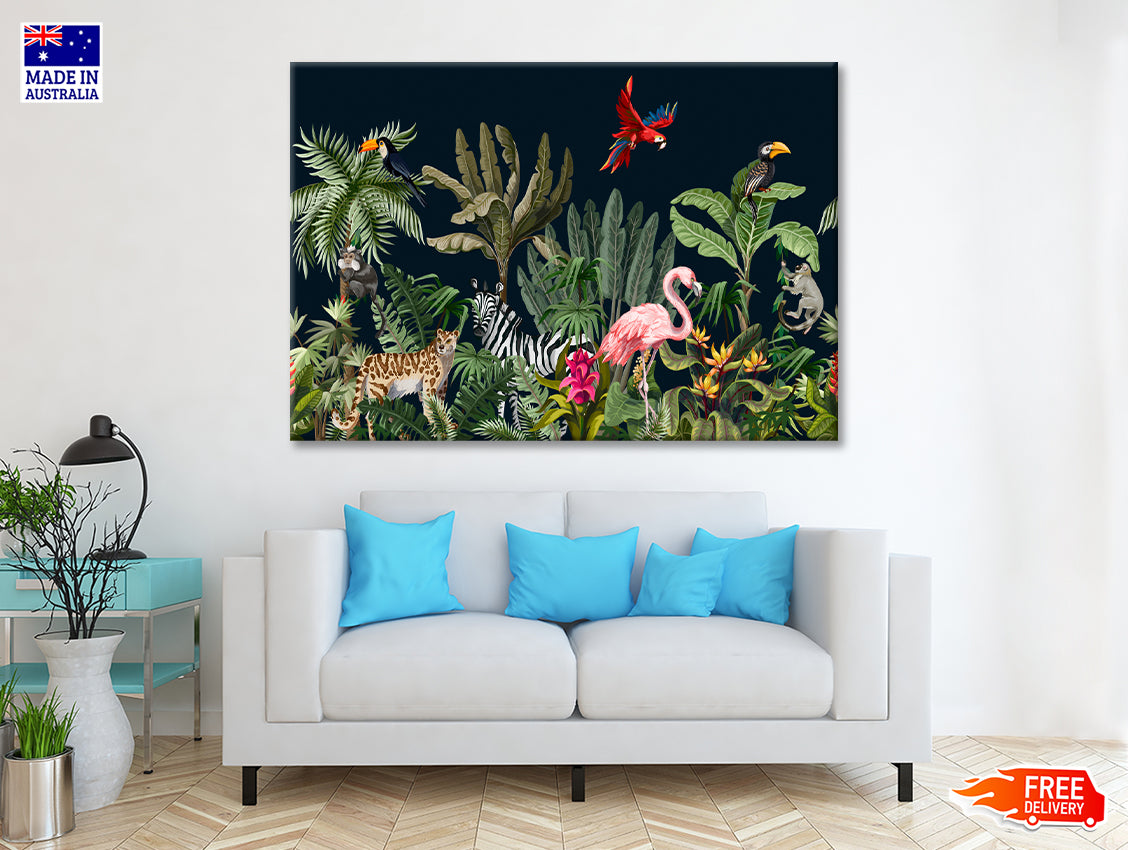 Animals in a Tropical Area Print 100% Australian Made - Bella Home Decor