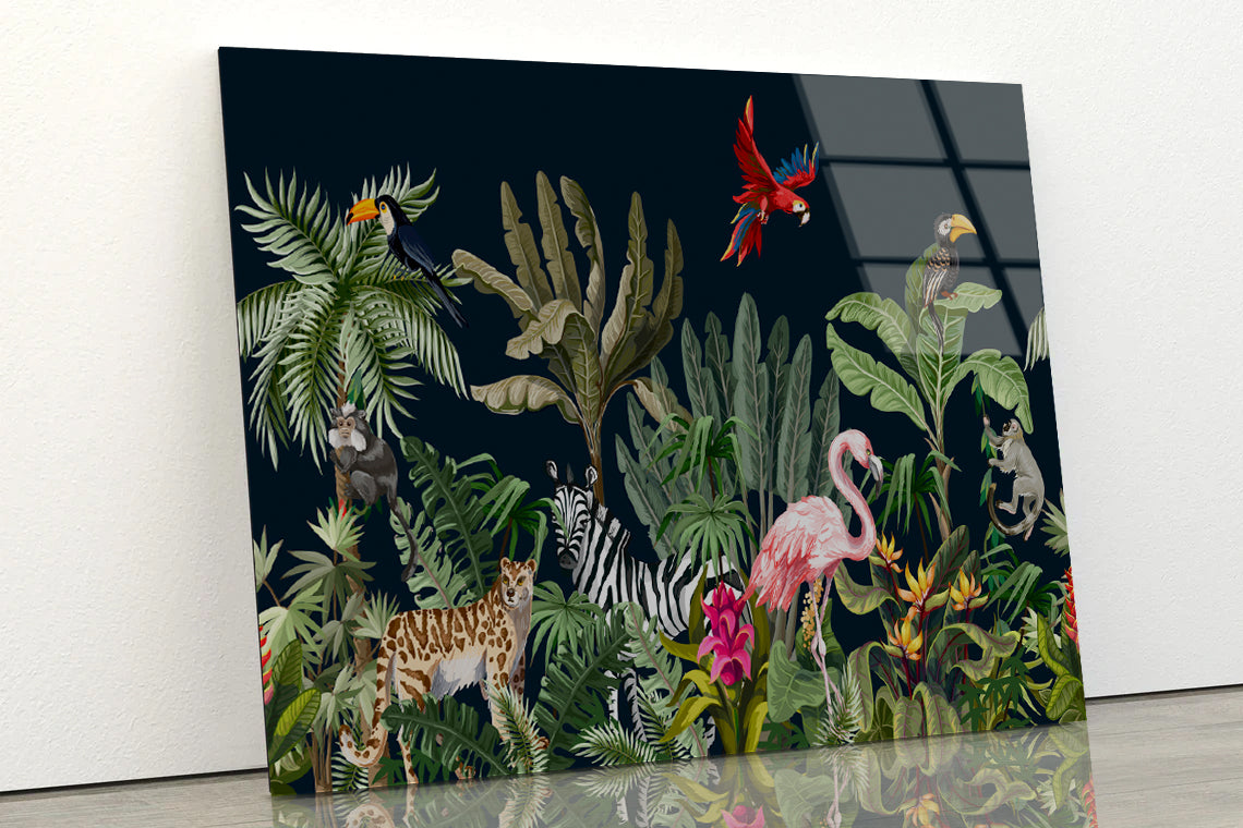 Animals in a Tropical Area Acrylic Glass Print Tempered Glass Wall Art 100% Made in Australia Ready to Hang - Bella Home Decor