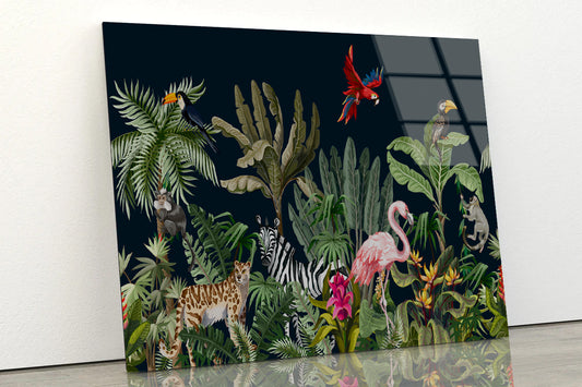 Animals in a Tropical Area Acrylic Glass Print Tempered Glass Wall Art 100% Made in Australia Ready to Hang - Bella Home Decor