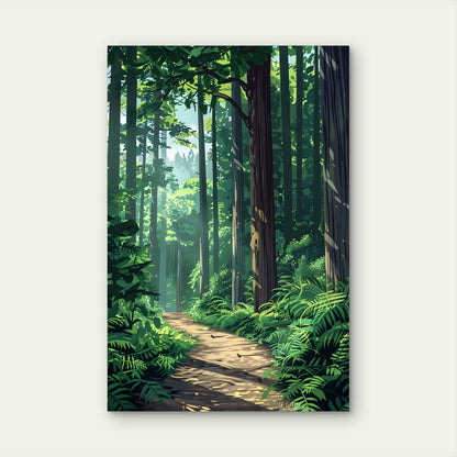 Forest Trail Sunlight Nature 40x60cm Metal Print Ready to Hang