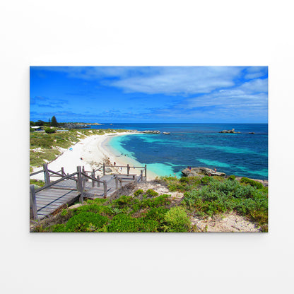Turquoise Waters Framing Beautiful Pinky Beach, Perth, Australia Wall Art Decor 100% Australian Made