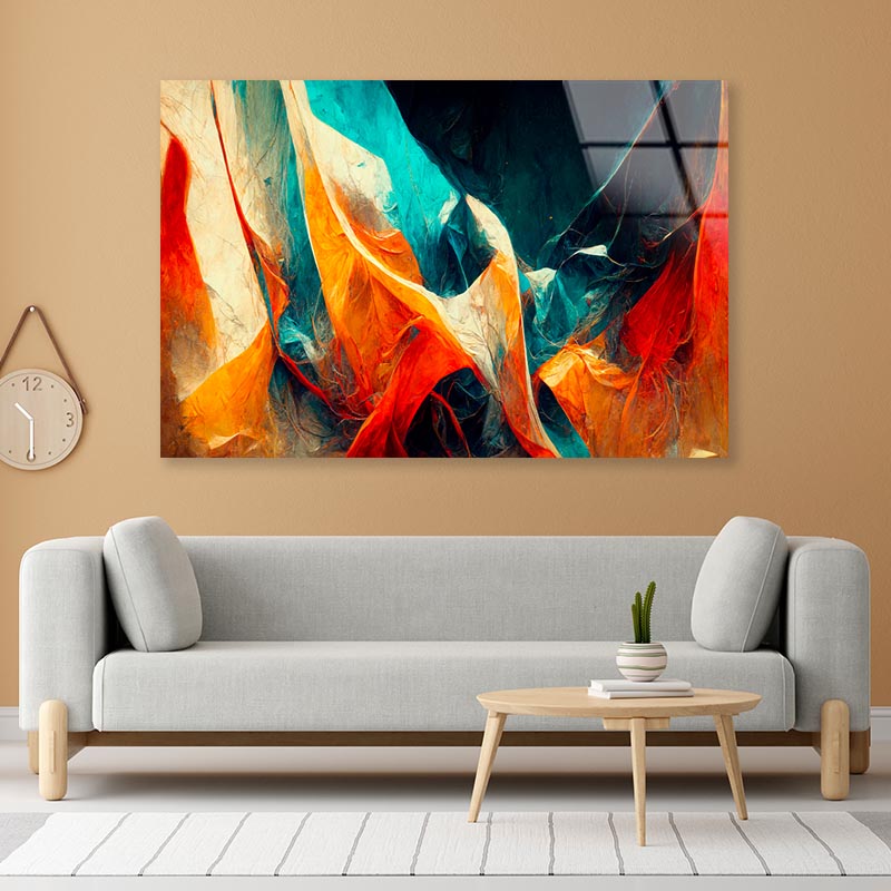 Colorful Abstract Design  Acrylic Glass Print Tempered Glass Wall Art 100% Made in Australia Ready to Hang - Bella Home Decor