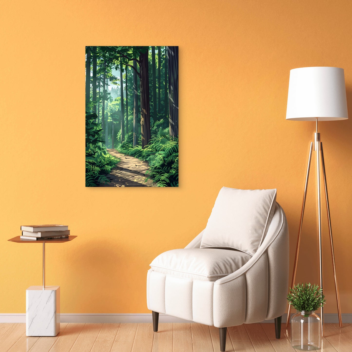 Forest Trail Sunlight Nature 40x60cm Metal Print Ready to Hang