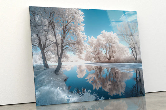 Infrared View of Pond and Trees Acrylic Glass Print Tempered Glass Wall Art 100% Made in Australia Ready to Hang