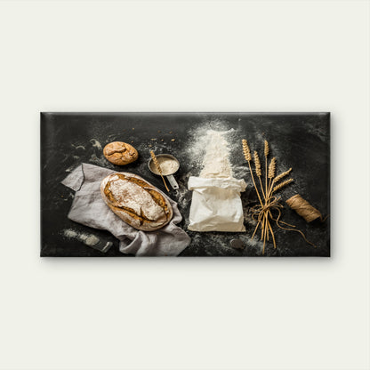 Rustic Sourdough Bread Wheat Wall Art Canvas Office Home Room Framed 120x60cm - Bella Home Decor