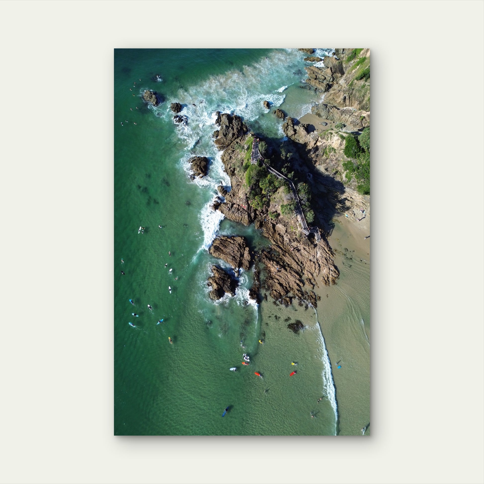 Byron Bay Beach Australia Surf Lighthouse 40x60cm Metal Print Ready to Hang - Bella Home Decor