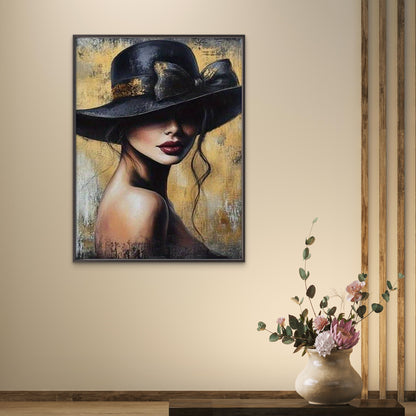 Elegant Lady with Black Hat & Red Lips Fashion Home Decor Premium Quality Poster Print Choose Your Sizes - Bella Home Decor