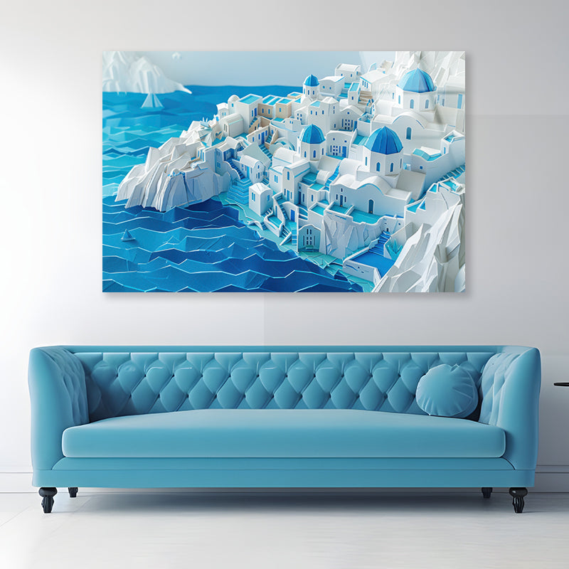 Water, Ice and Snow Origami Paper Acrylic Glass Print Tempered Glass Wall Art 100% Made in Australia Ready to Hang - Bella Home Decor