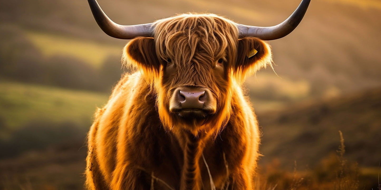 Highland Cow Longhorn Bull Country Farm Animal Wall Art Canvas Office Home Room Framed 120x60cm