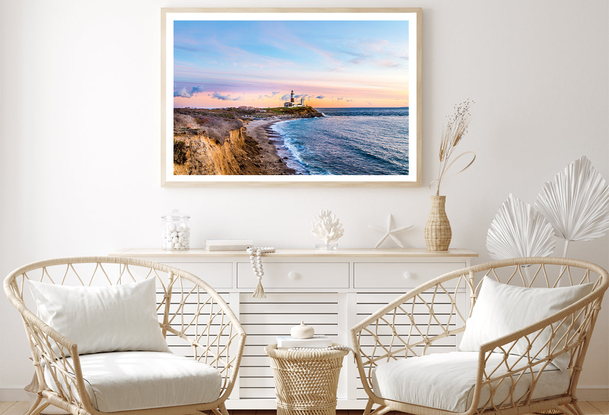 Lighthouse in Coast of Montauk Home Decor Premium Quality Poster Print Choose Your Sizes