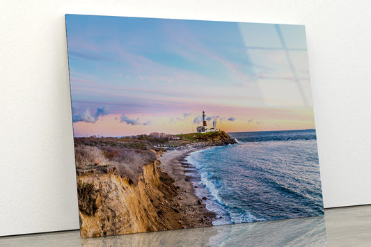 Lighthouse in Coast of Montauk Acrylic Glass Print Tempered Glass Wall Art 100% Made in Australia Ready to Hang - Bella Home Decor