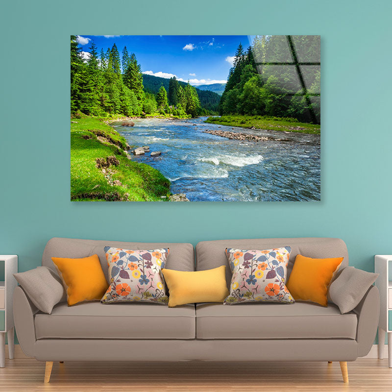 Mountain River Acrylic Glass Print Tempered Glass Wall Art 100% Made in Australia Ready to Hang