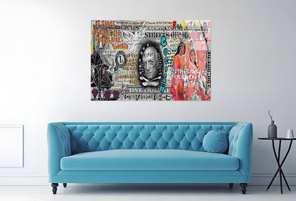 Street Pop Art Currency Tempered Glass Printing Wall Art Australian Made Quality