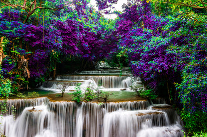 Huay Mae Khamin Waterfall at Kanchanaburi Thailand Home Decor Premium Quality Poster Print Choose Your Sizes