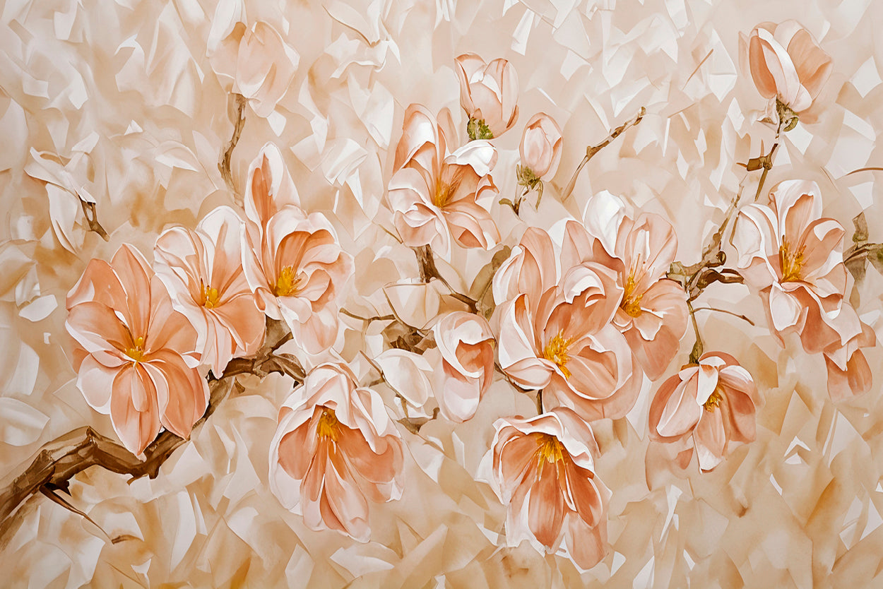 Orange Flower Branch Painting Wall Art Decor 100% Australian Made - Bella Home Decor