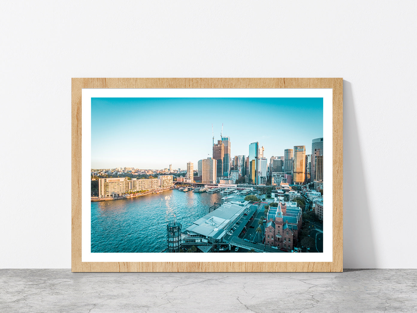 Victoria Park In Sydney Cityscape Glass Framed Wall Art, Ready to Hang Quality Print With White Border Oak