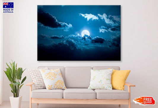Image Of a Full Moon Night  Wall Art Decor 100% Australian Made - Bella Home Decor