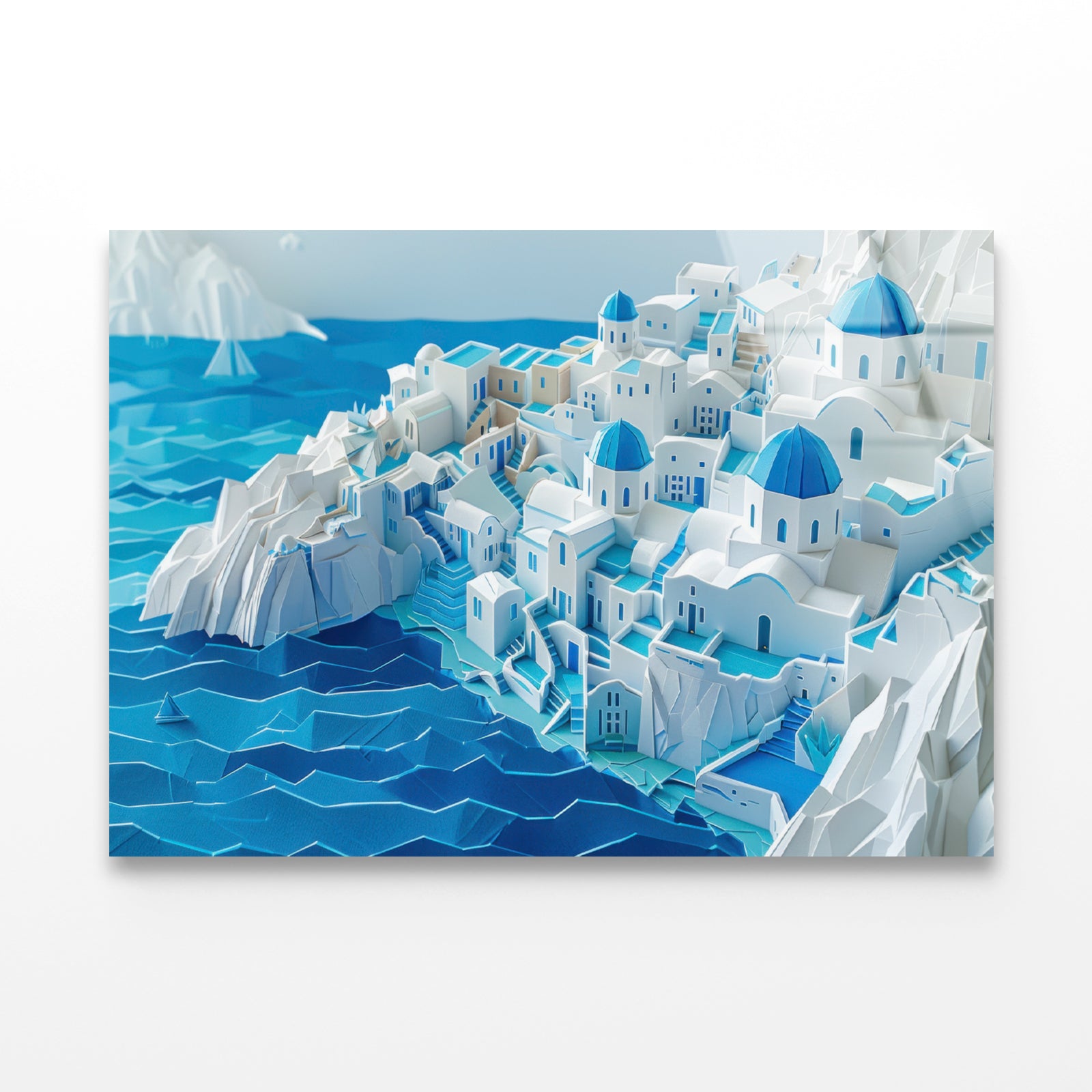 Water, Ice and Snow Origami Paper Acrylic Glass Print Tempered Glass Wall Art 100% Made in Australia Ready to Hang - Bella Home Decor