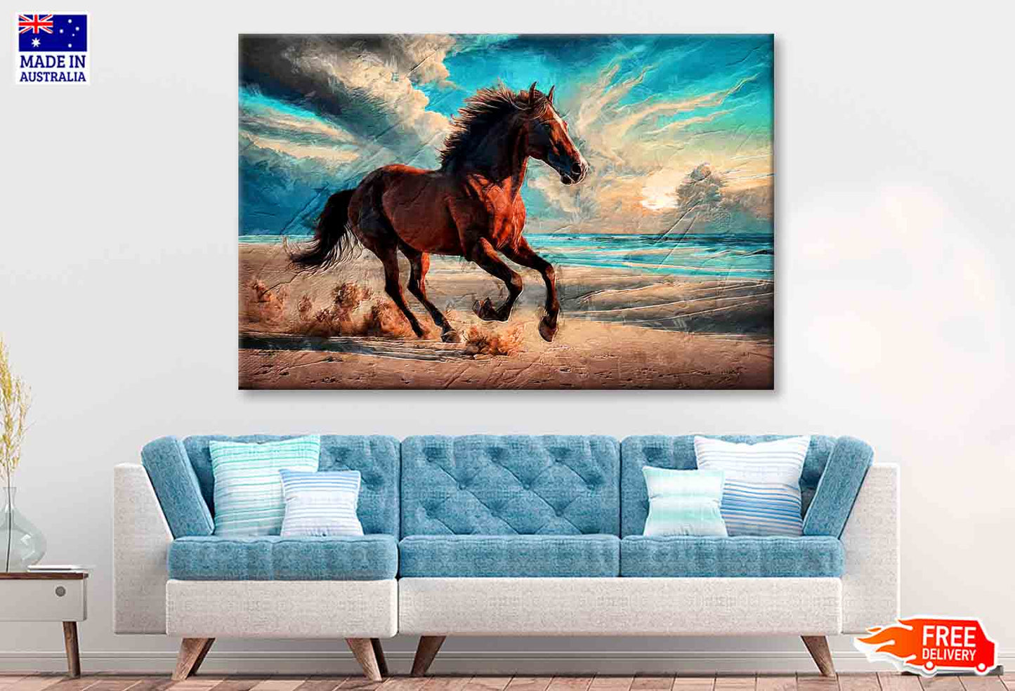 Painting of Horse Runs, autumn, Colorful, Realistic Wall Art Limited Edition High Quality Print