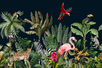 Animals in a Tropical Area Print 100% Australian Made - Bella Home Decor