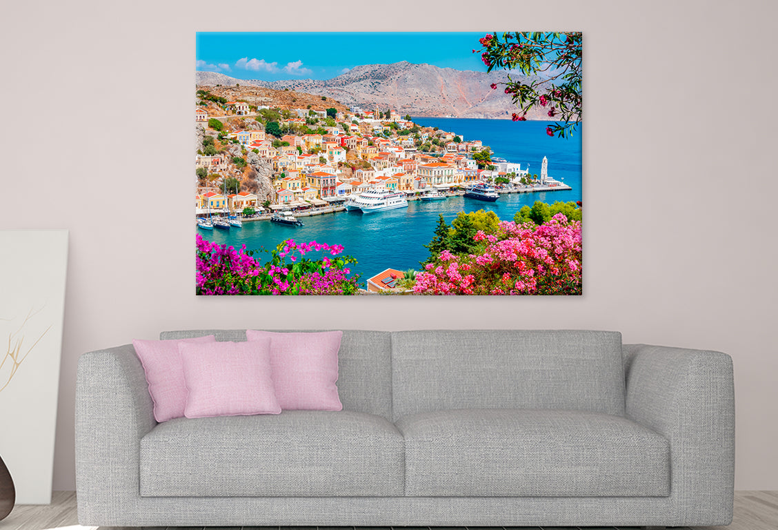 Symi Town Cityscape, Greece Wall Art Decor 100% Australian Made - Bella Home Decor